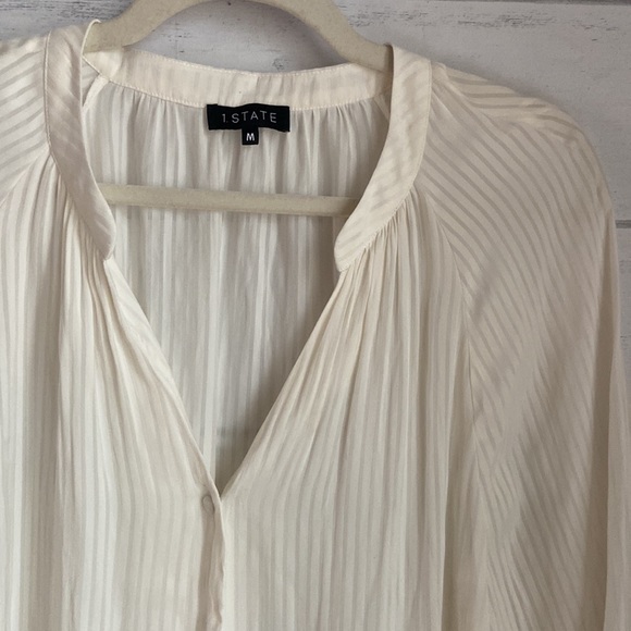 1.STATE satin sheer Neutral Button down shirts - Picture 3 of 9
